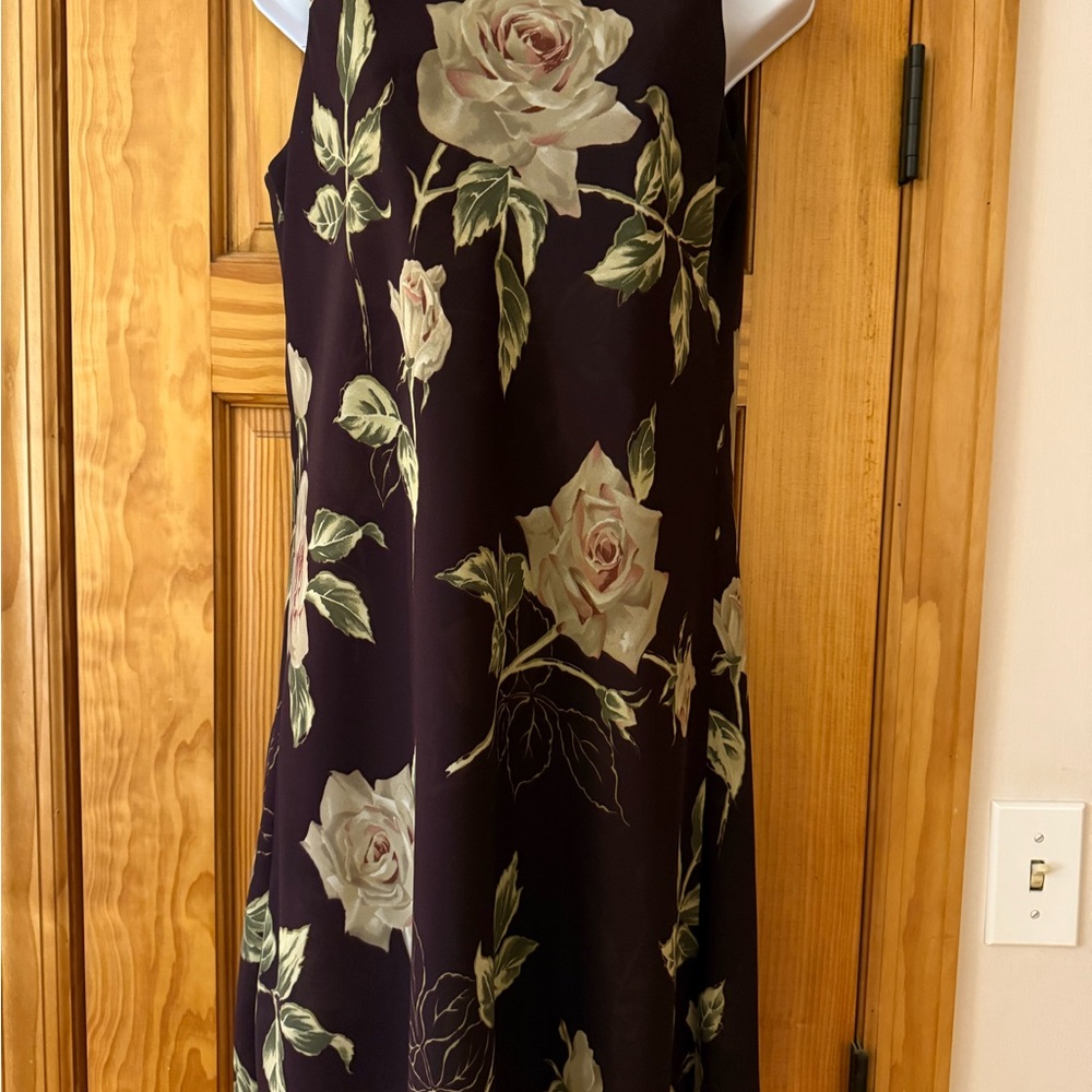 Floral Sleeveless Dress - Plum and Cream